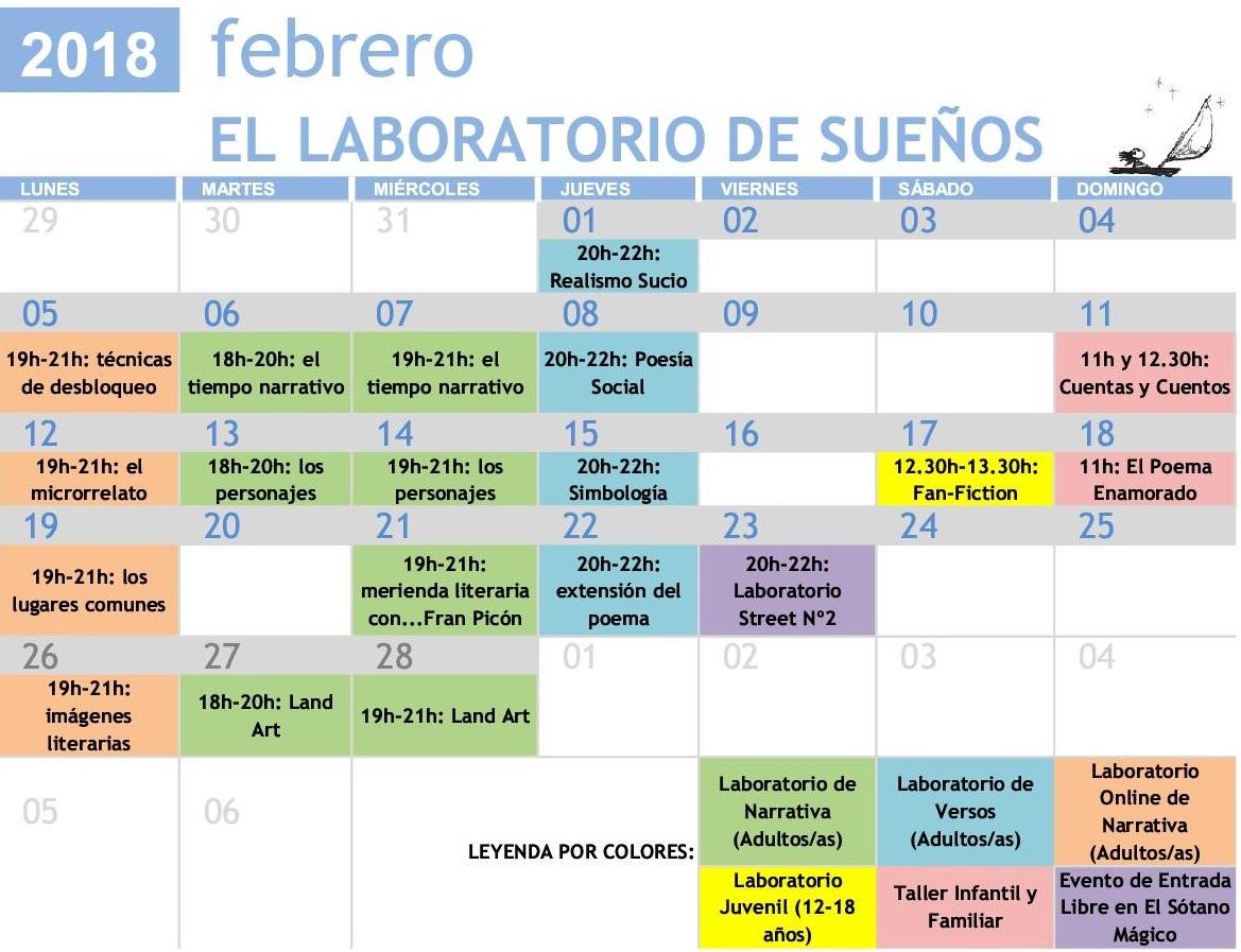Calendario Febrero 2018