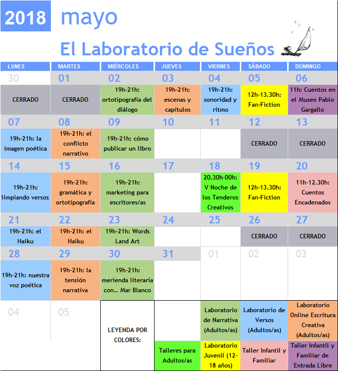 Calendario Mayo 2018