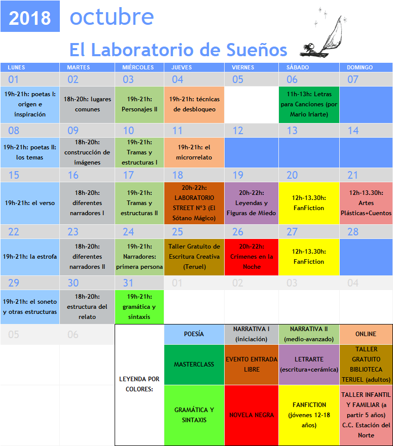 Calendario Octubre 2018