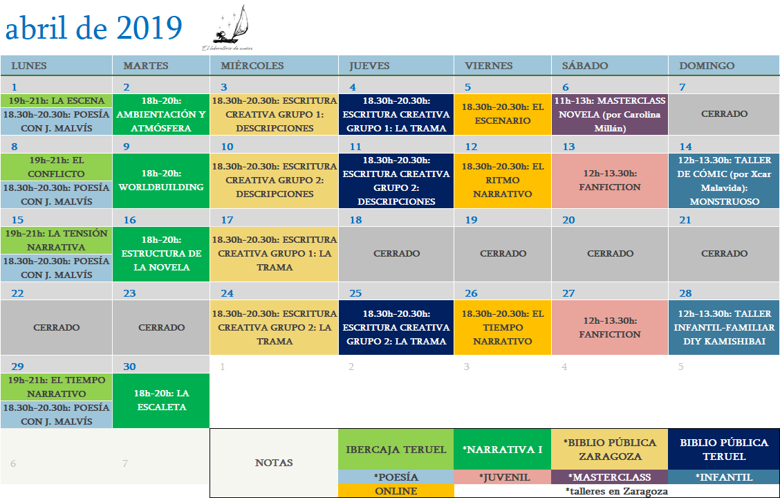 Calendario abril 2019