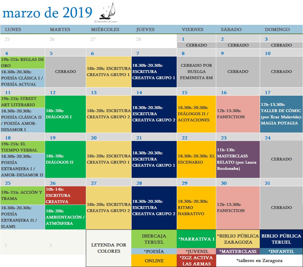Calendario marzo 2019