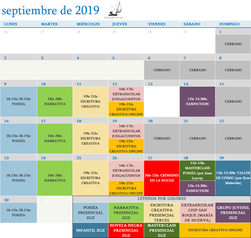 Calendario septiembre 2019